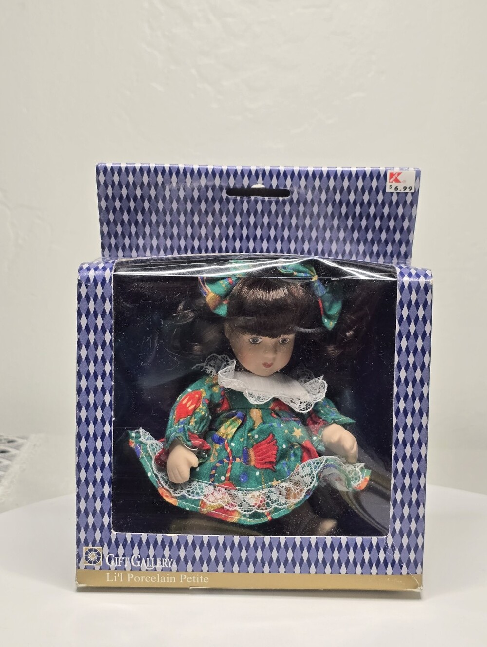 Vtge Gift Gallery Lil Porcelain Petite Doll Holiday Dress -Kmart [Read Details]